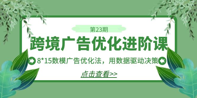 跨境广告·优化进阶课·第23期，8*15数模广告优化法，用数据驱动决策 - IT日志资源网-IT日志资源网