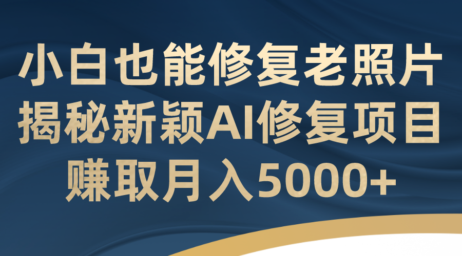 小白也能修复老照片！揭秘新颖AI修复项目，赚取月入5000+ - IT日志资源网-IT日志资源网