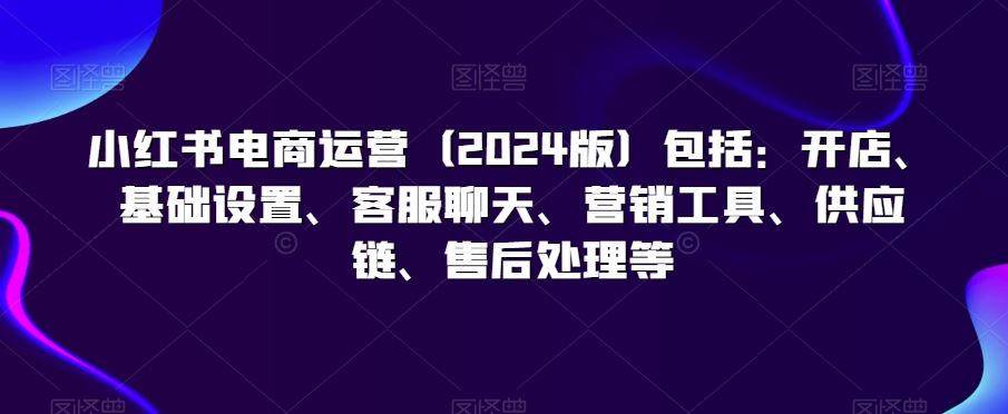 小红书电商运营（2024版）包括：开店、基础设置、客服聊天、营销工具、供应链、售后处理等 - IT日志资源网-IT日志资源网