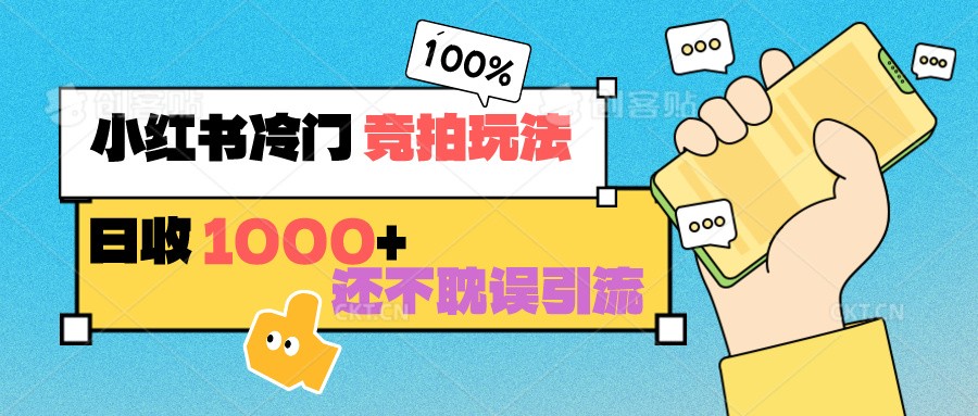 小红书冷门 竞拍玩法 日收1000+ 不耽误引流 可以做店铺 可以做私域 - IT日志资源网-IT日志资源网